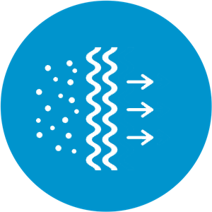 Filtres efficaces subdivisés en un filtre anti-poussière, un filtre HEPA qui retient 99% des particules et un filtre aux charbons actifs pour le contrôle des odeurs.